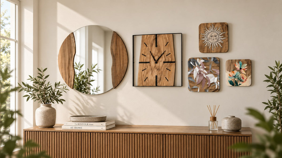 Come decorare una parete vuota con orologi, specchi e quadretti