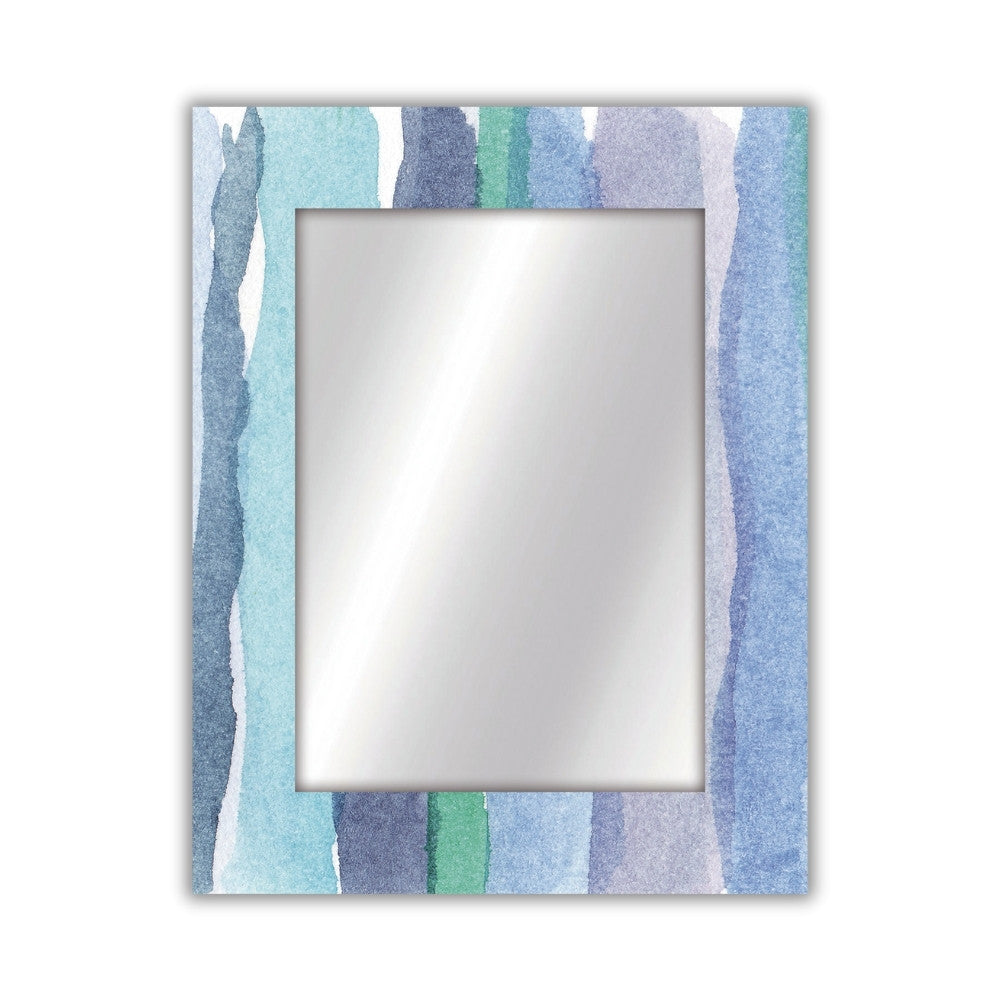 Specchio da parete Acquerello con cornice effetto acquerello blu e verde, 70x90 cm per ingressi moderni