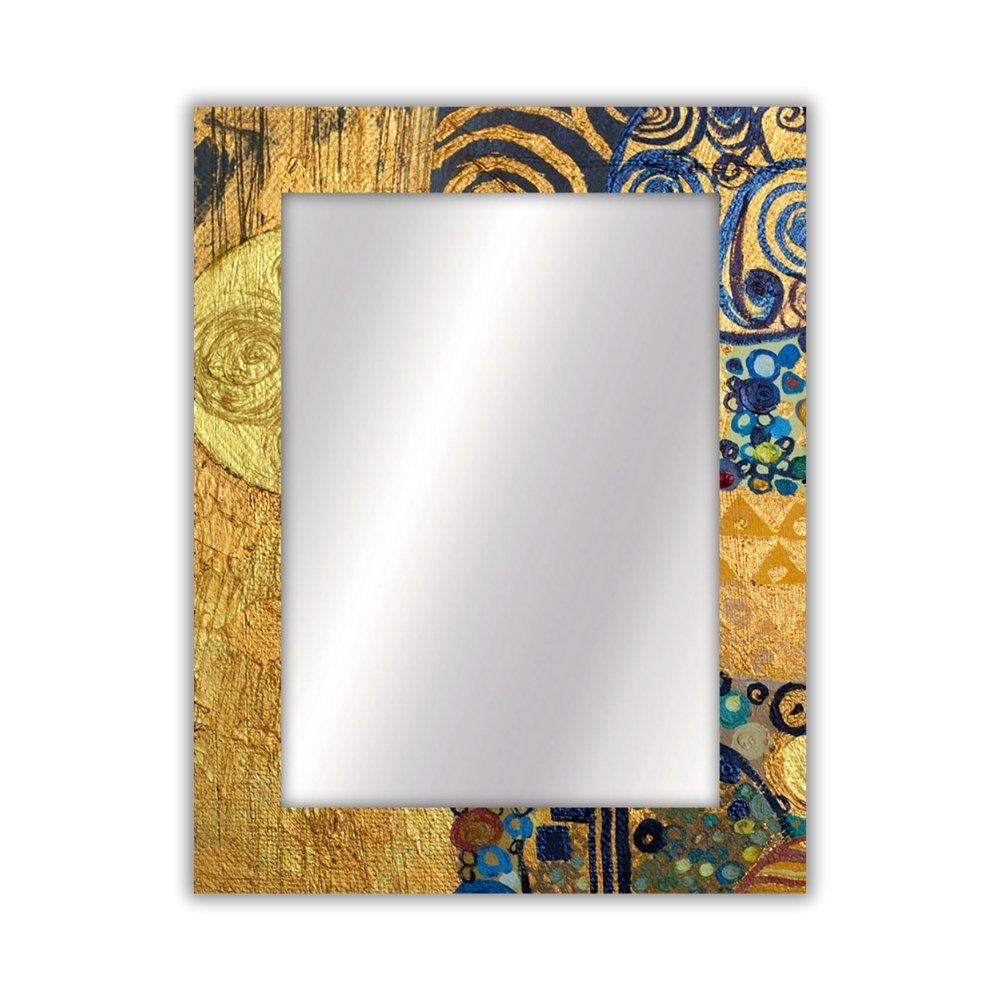 Specchio da parete Klimt Gold con cornice dorata decorativa, dimensioni 90x70 cm