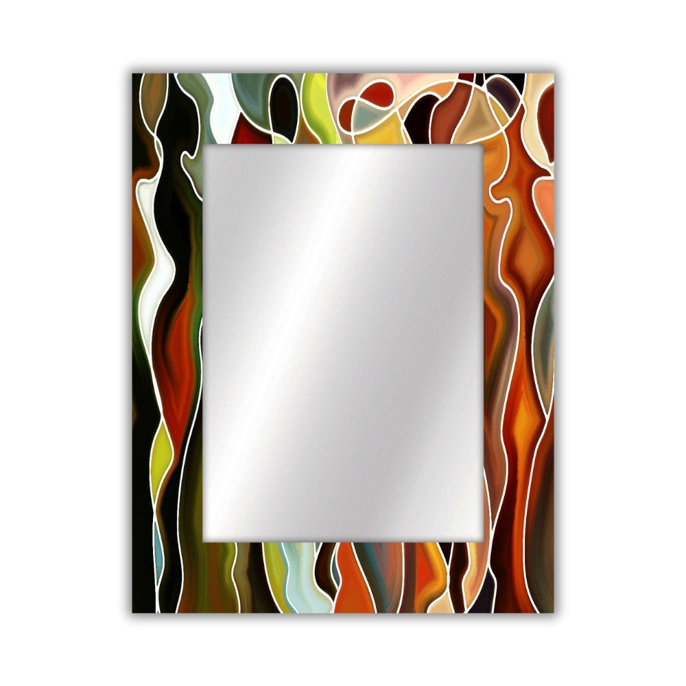 Specchio da parete Modern Color con cornice in legno decorata astratta sui toni caldi del marrone