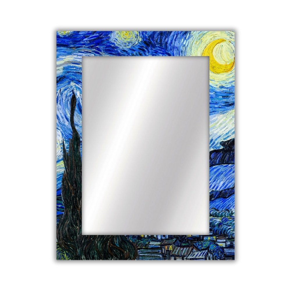 Specchio da parete Notte Stellata con cornice decorativa artistica, dimensioni 90x70 cm