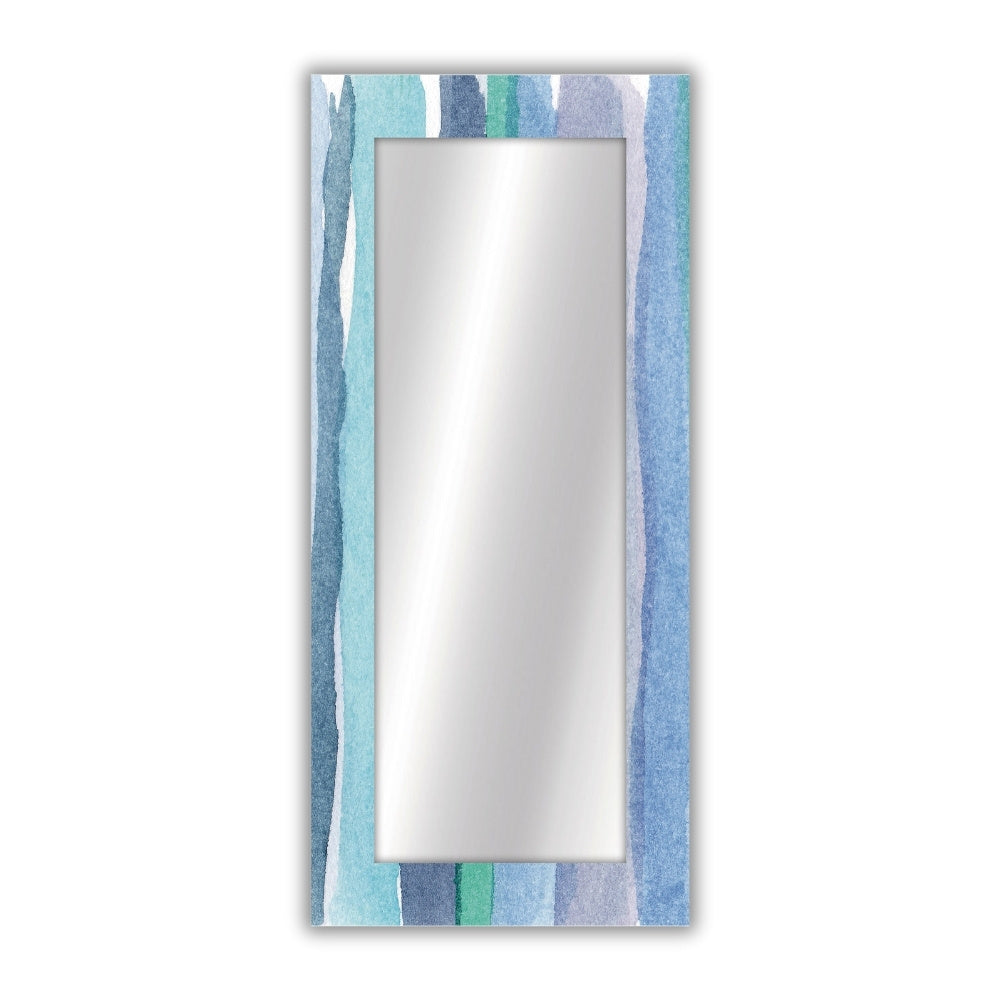 Specchio da parete lungo Acquerello con cornice effetto acquerello blu e verde, 70x160 cm per ingressi moderni