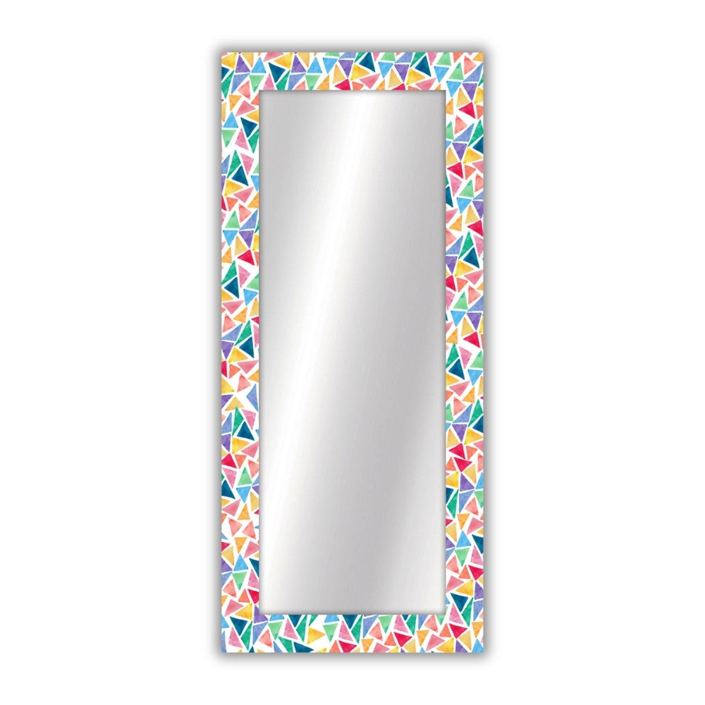 Specchio da parete lungo Mosaico Color con cornice geometrica multicolore, 70x160 cm per ingressi moderni
