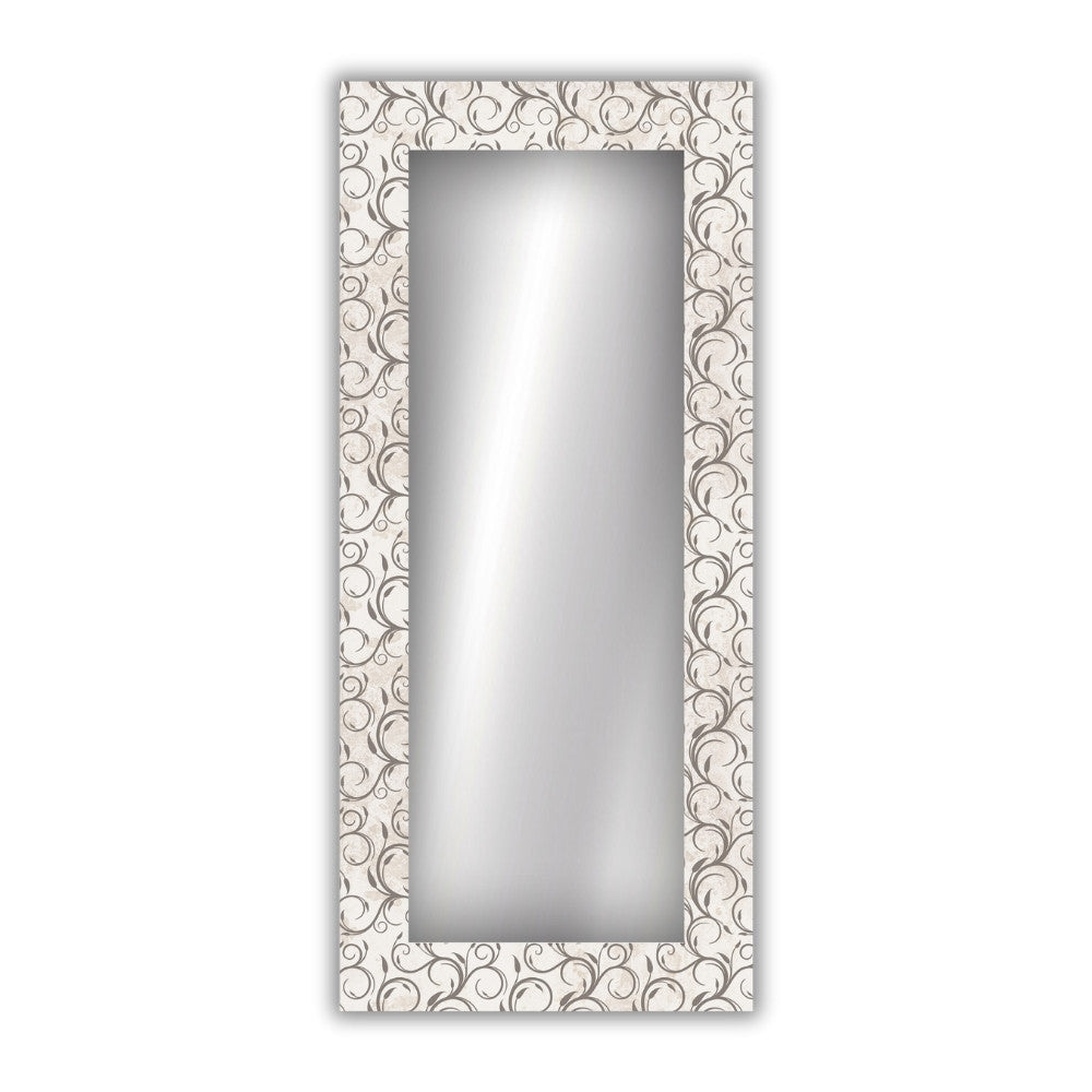 Specchio da parete Steli con cornice in legno decorata chiara, 70x160 cm per ingresso moderno