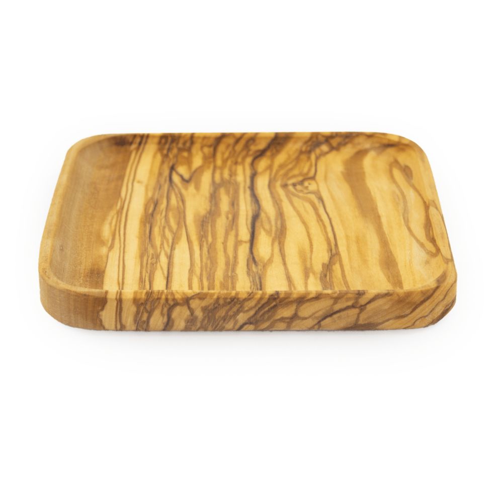 svuotatasche in legno d'ulivo artigianale Made in Italy quadrato personalizzabile