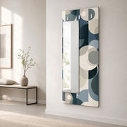 Appendiabiti da Parete con Specchio “Blue Form” - Decoro Geometrico Blu e Beige
