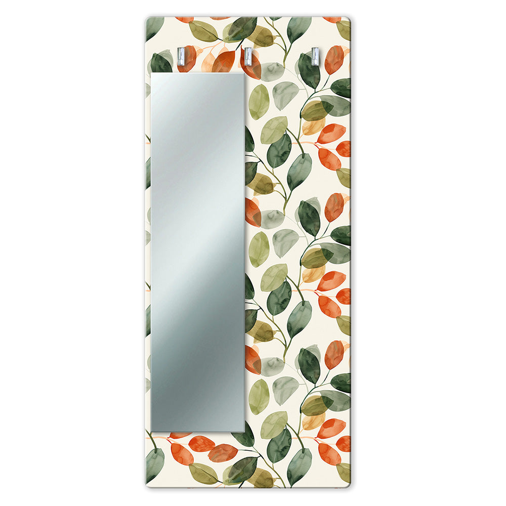 Appendiabiti da Parete con Specchio “Foglie d’Autunno” - Eleganza Botanica per l’Ingresso