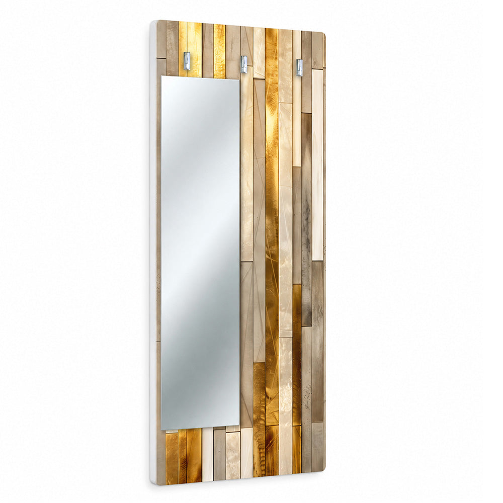 Appendiabiti da Parete con Specchio "Golden Frame" - Geometrie Dorate dal Design Moderno