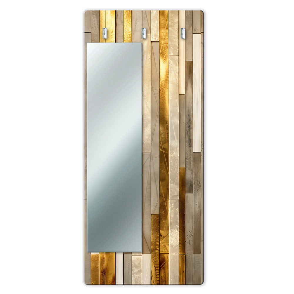 Appendiabiti da Parete con Specchio "Golden Frame" - Geometrie Dorate dal Design Moderno