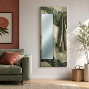 Appendiabiti da Parete con Specchio “Materia Bosco” - Forme Astratto Verde Bosco e Beige