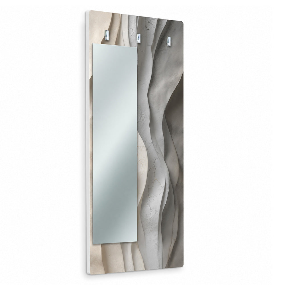 Appendiabiti da Parete con Specchio “Pietra Viva” - Design Minerale dalle Linee Sinuose