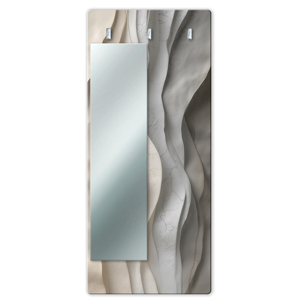 Appendiabiti da Parete con Specchio “Pietra Viva” - Design Minerale dalle Linee Sinuose