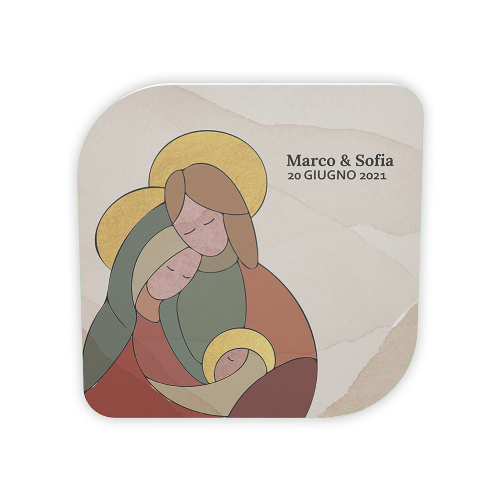 Bomboniera GIUNONE "Minimal Sacro" - Icona della Sacra Famiglia dal Design Moderno con Dettagli Oro