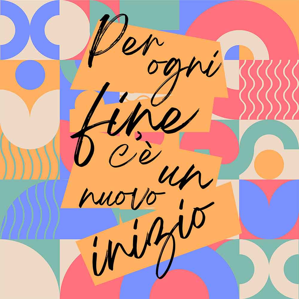 Sottopentola in Sottopentola in ceramica con la frase 'Per ogni fine c'è un nuovo inizio', decorata con motivi floreali e un design armonioso.