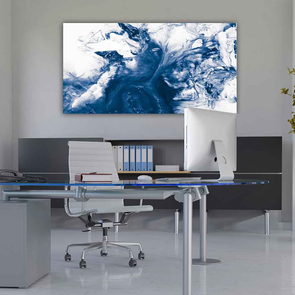 Quadro in plexiglass o vetro con marmo blu intenso, ideale per un ufficio sofisticato e moderno.