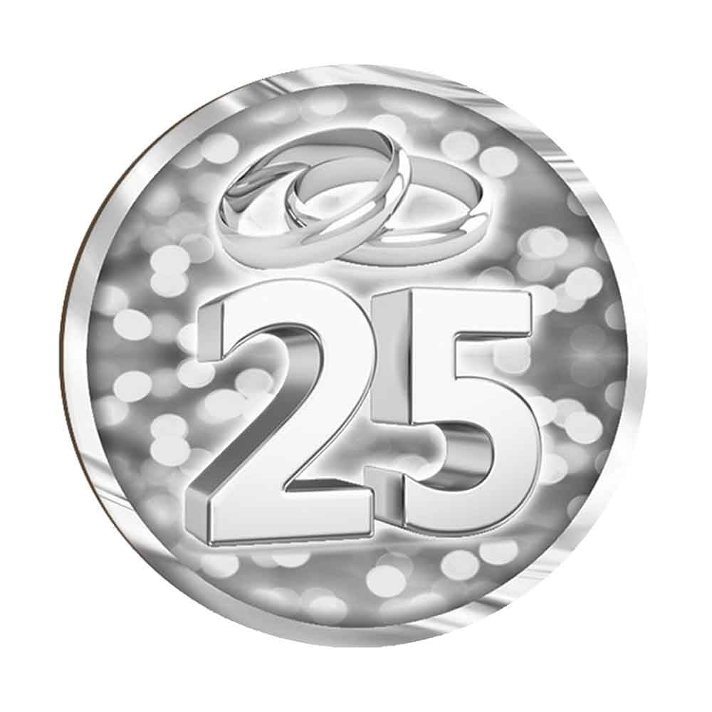 Magnete legno elegante per nozze d'argento, con dettagli raffinati e simbolici.