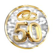 Magnete legno decorativo per nozze d’oro, simbolo di un anniversario speciale.