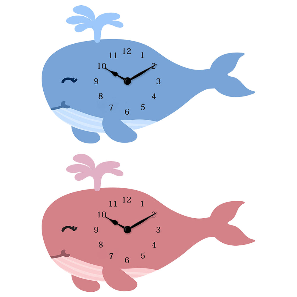 Orologio da Parete Sagomato a Forma di Balena per Cameretta Bambini