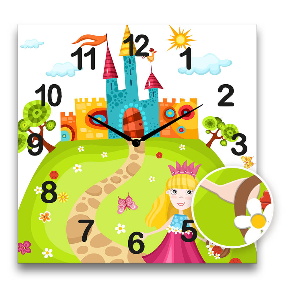 zoom dettaglio a rilievo orologio per cameretta