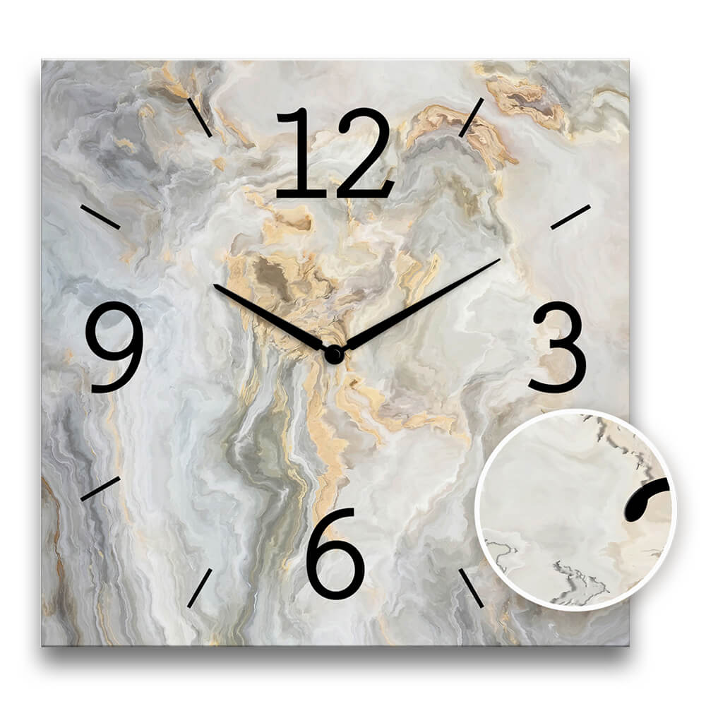 zoom su dettaglio a rilievo di un orologio da parete effetto marmo grigio