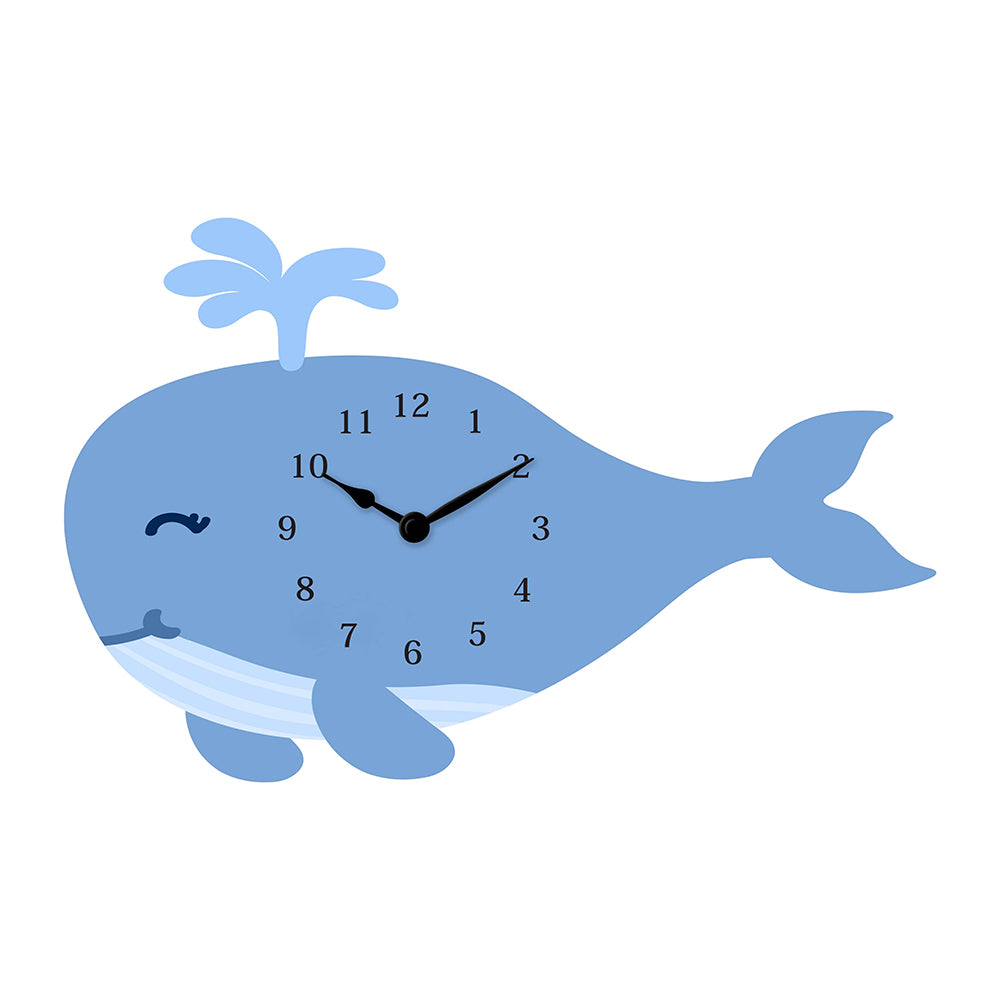 Orologio da Parete Sagomato a Forma di Balena per Cameretta Bambini
