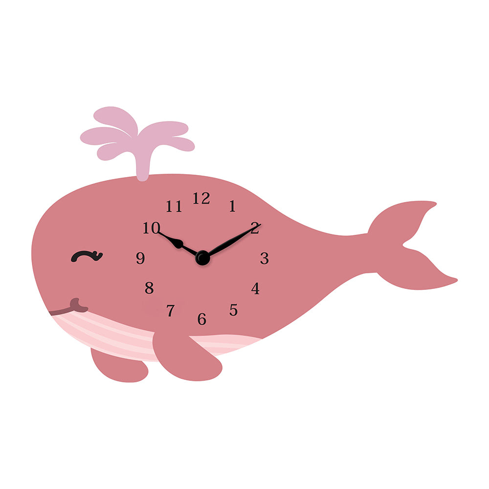 Orologio da Parete Sagomato a Forma di Balena per Cameretta Bambini
