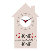 Orologio da Parete Sagomato Casetta "Home Sweet Home" con Cuori Rossi