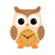 Orologio da Parete Sagomato a Forma di Gufetto in Legno - Occhi Grandi e Dettagli Colorati