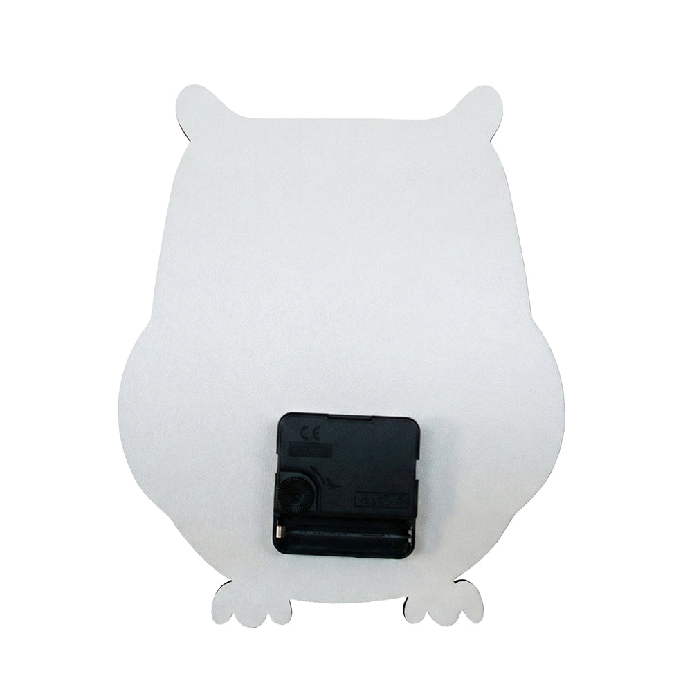 Orologio da Parete Sagomato a Forma di Gufetto in Legno - Occhi Grandi e Dettagli Colorati