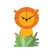 Orologio da Parete in Legno per Cameretta Bambini a Forma di Leoncino tra le Foglie