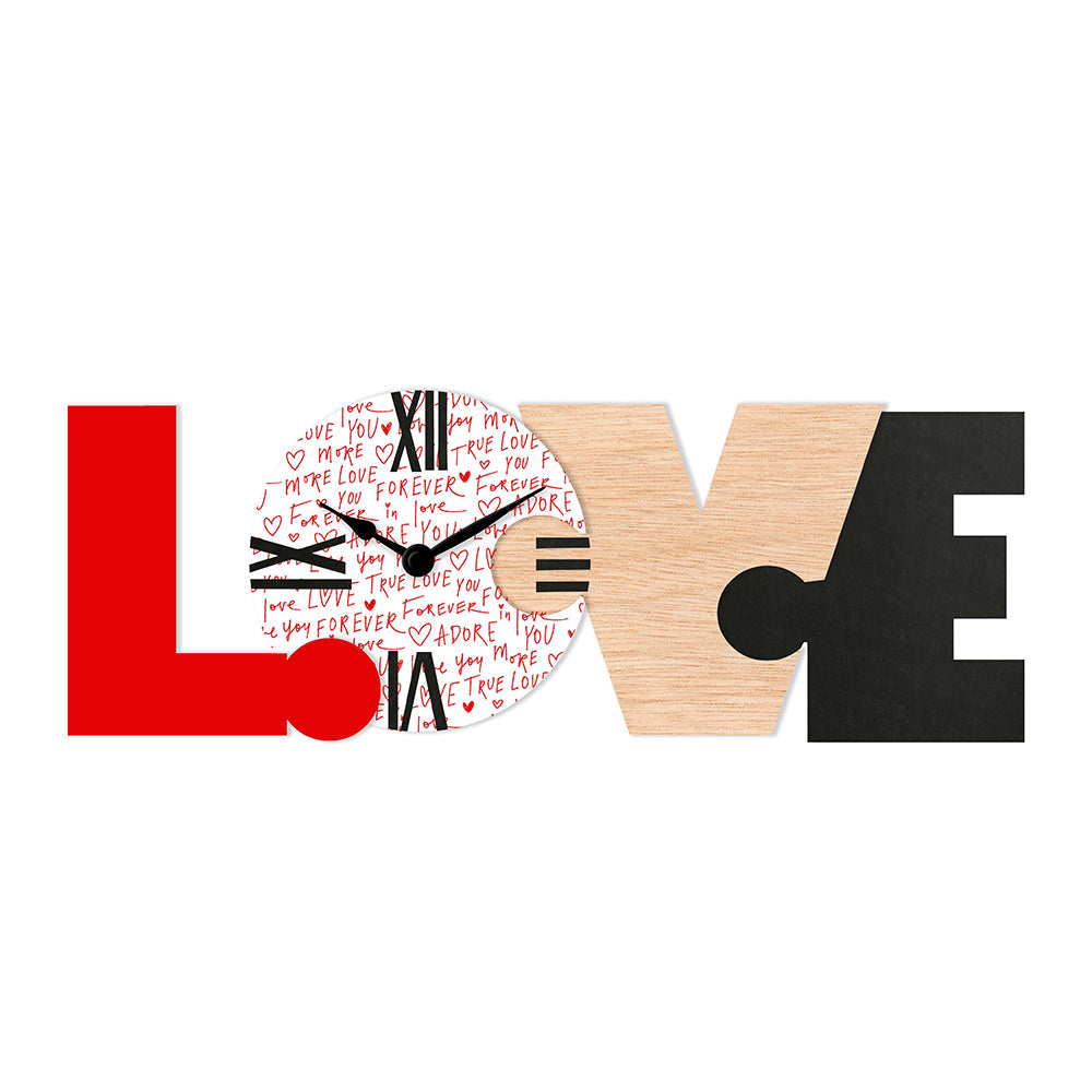Orologio da Parete a Forma di Scritta LOVE con Quadrante Romantico