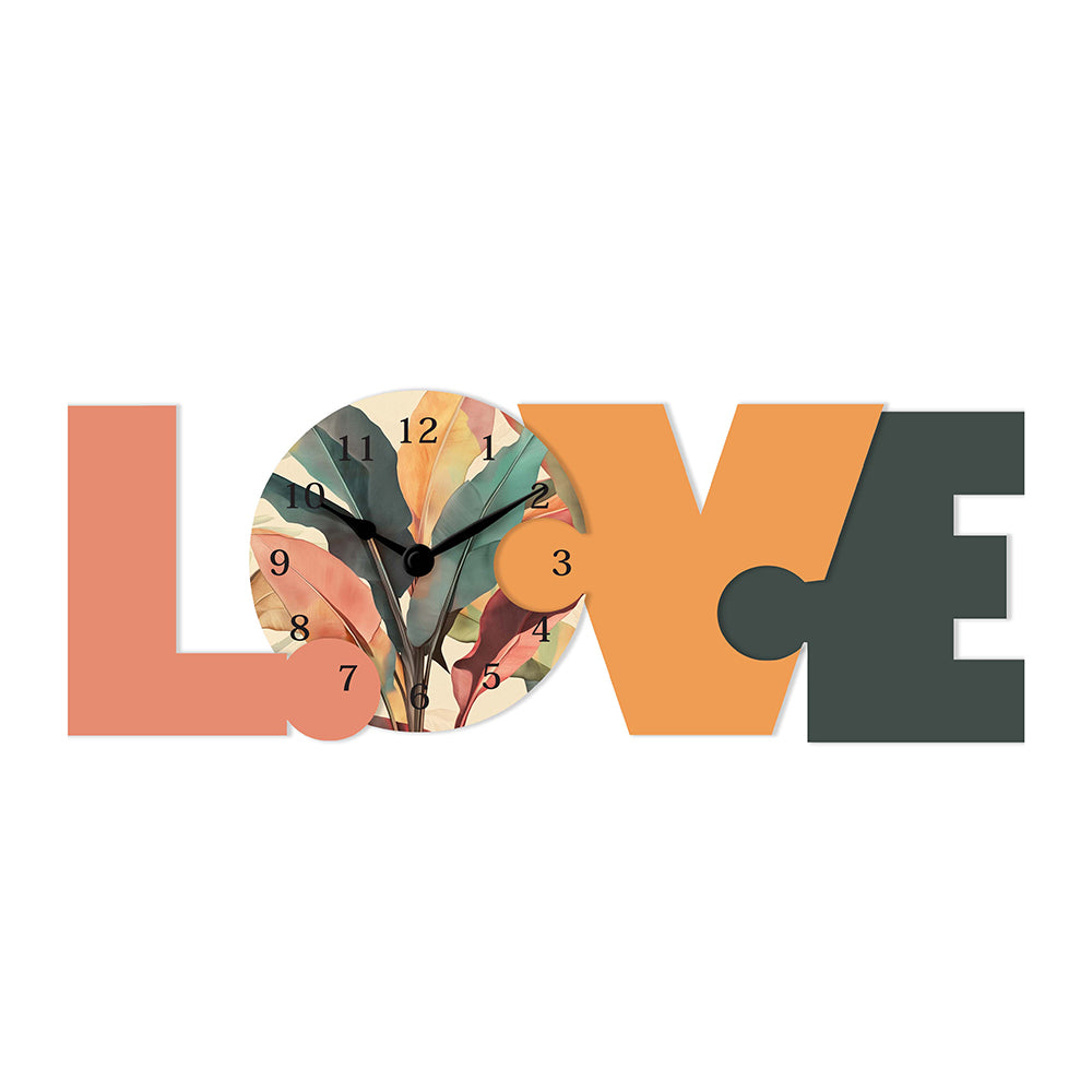 Orologio da Parete Sagomato "Love Tropical" con Fogliame Colorato