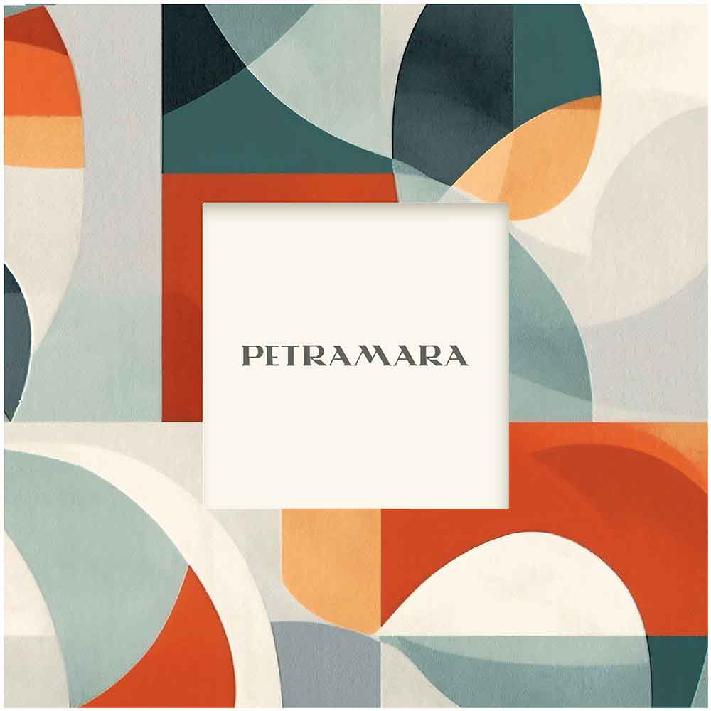 Portafoto vetro quadrato dal decoro della cornice minimalista quasi astratto, linee pulite per un look essenziale.