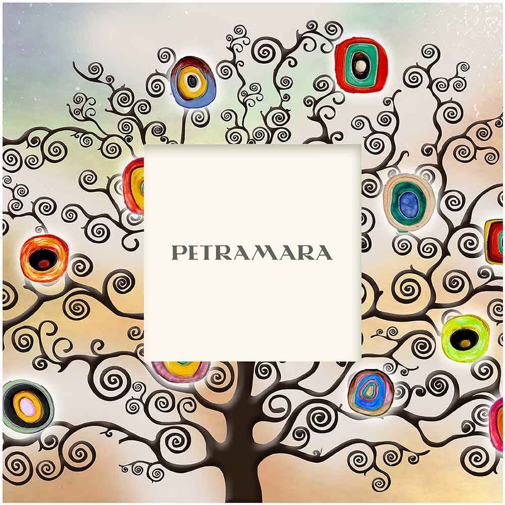 Portafoto vetro quadrato con decorazione di albero della vita stilizzato, perfetto per un tocco naturale e moderno.