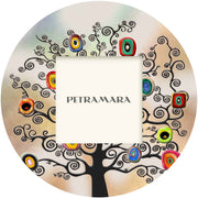 Portafoto vetro rotondo con il decoro dell’albero della vita, perfetto per un tocco naturale e moderno.