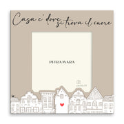 Portafoto in legno "Love Home" - Cornice Romantica con Casette e Scritta Calligrafica