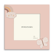 Portafoto in legno "Sweet Deco Old Rose" - Nuvola con Arcobaleno e Farfalla a Pois