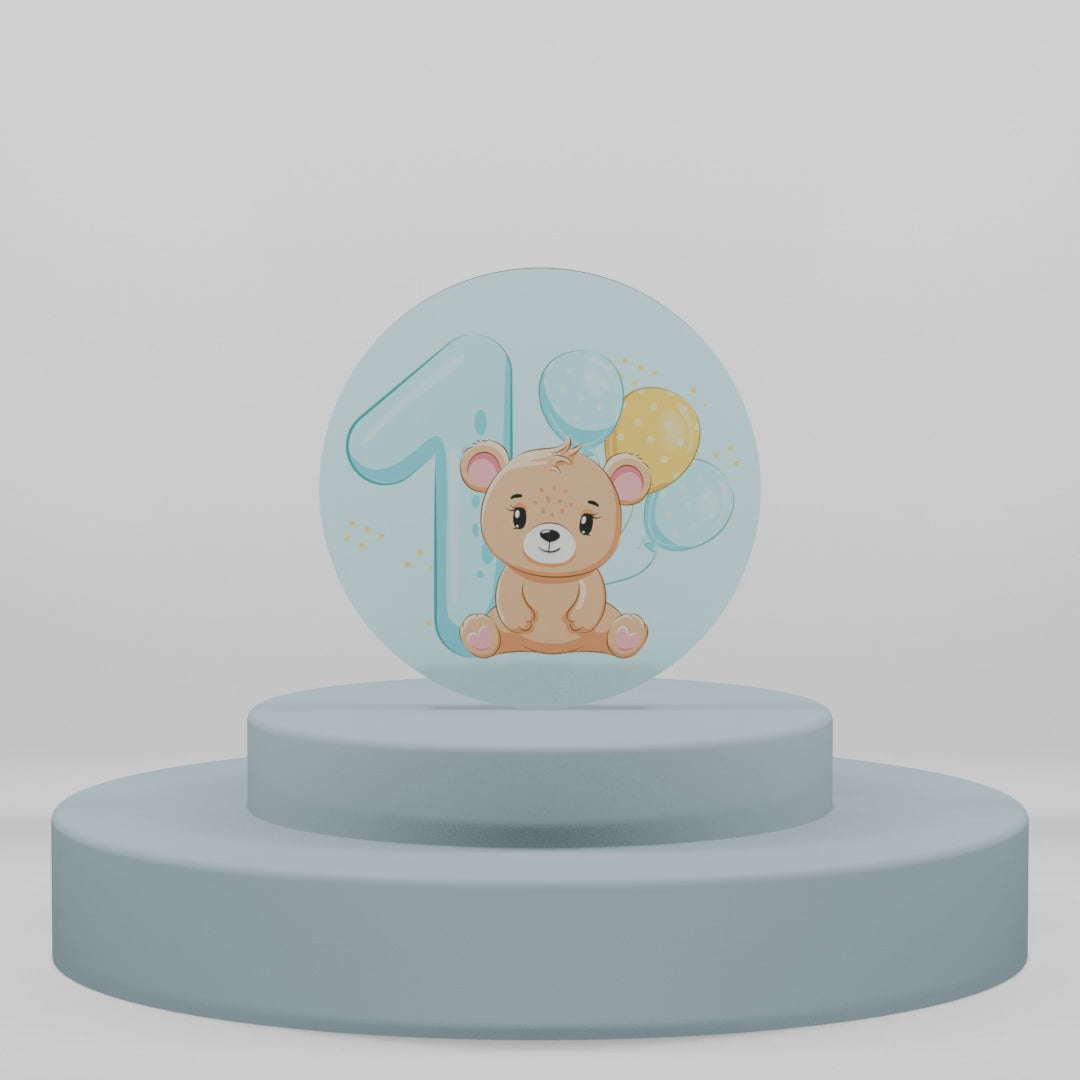 Carica video: Magnete in legno “Orsetto 1 Anno” - Bomboniera Primo Compleanno Rosa e Azzurro (confezione 12pz)