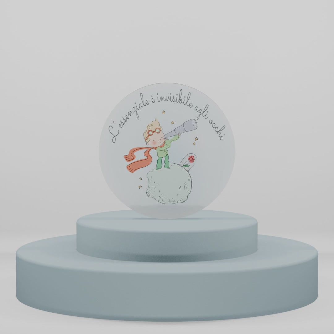 Carica video: Magnete in legno "L'Essenziale" - Piccolo Principe con Telescopio (confezione da 12pz)