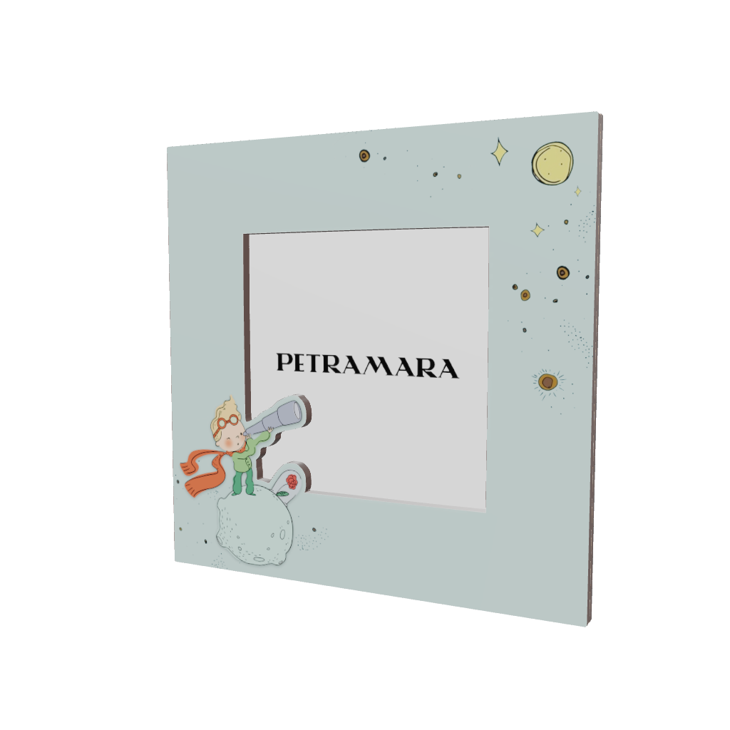 Portafoto in legno “L'Essenziale” - Il Piccolo Principe tra Stelle e Pianeti