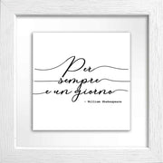 Quadretto in ceramica bianco con coppia abbracciata e scritta “per sempre”, stile minimal ed evocativo.