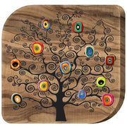 Quadretto in legno d'ulivo con albero stilizzato, realizzato con un design raffinato che richiama la forza della natura.