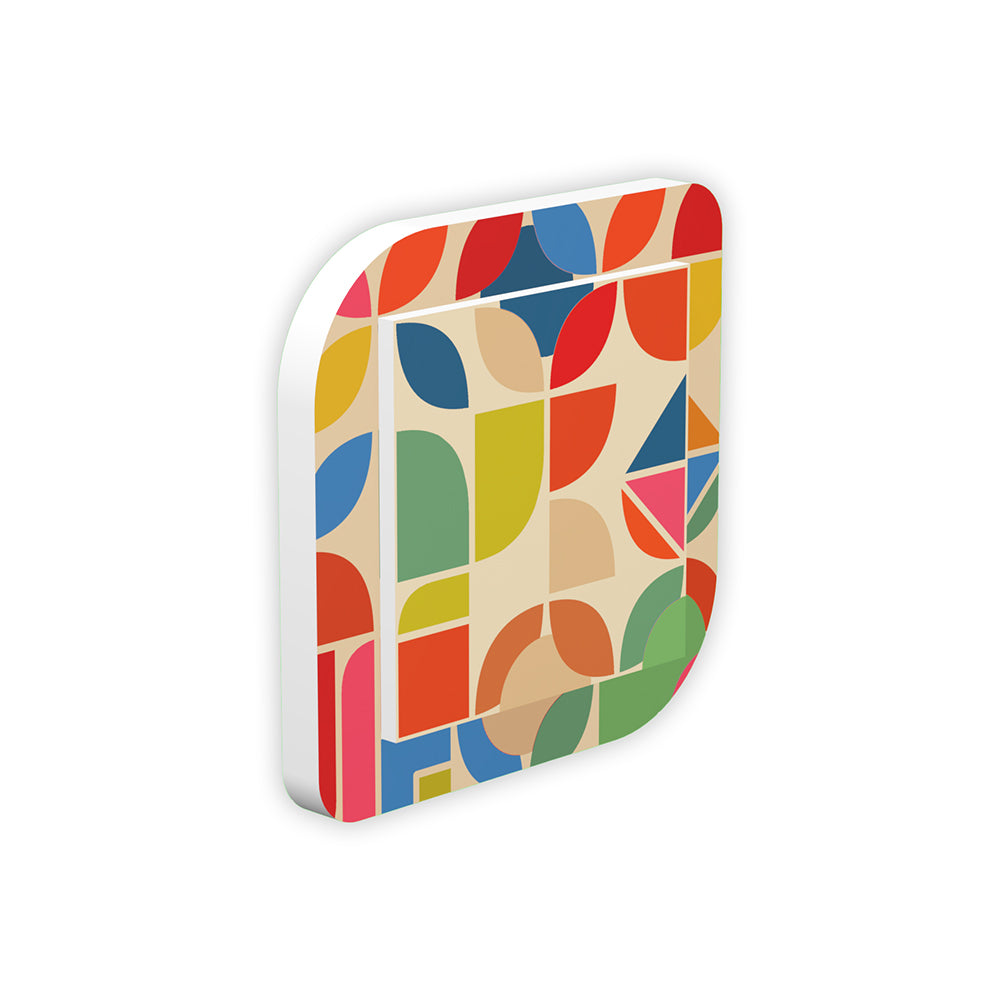 Quadretto 3D "Foglie e Triangoli" colorati - Stile moderno Bauhaus