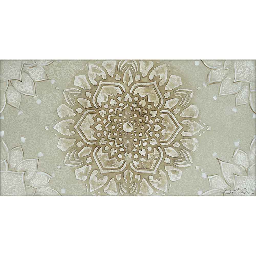 Quadro dipinto a mano con mandala marrone dettagliato, con intrecci geometrici e sfumature calde, perfetto per ambienti dallo stile rustico.