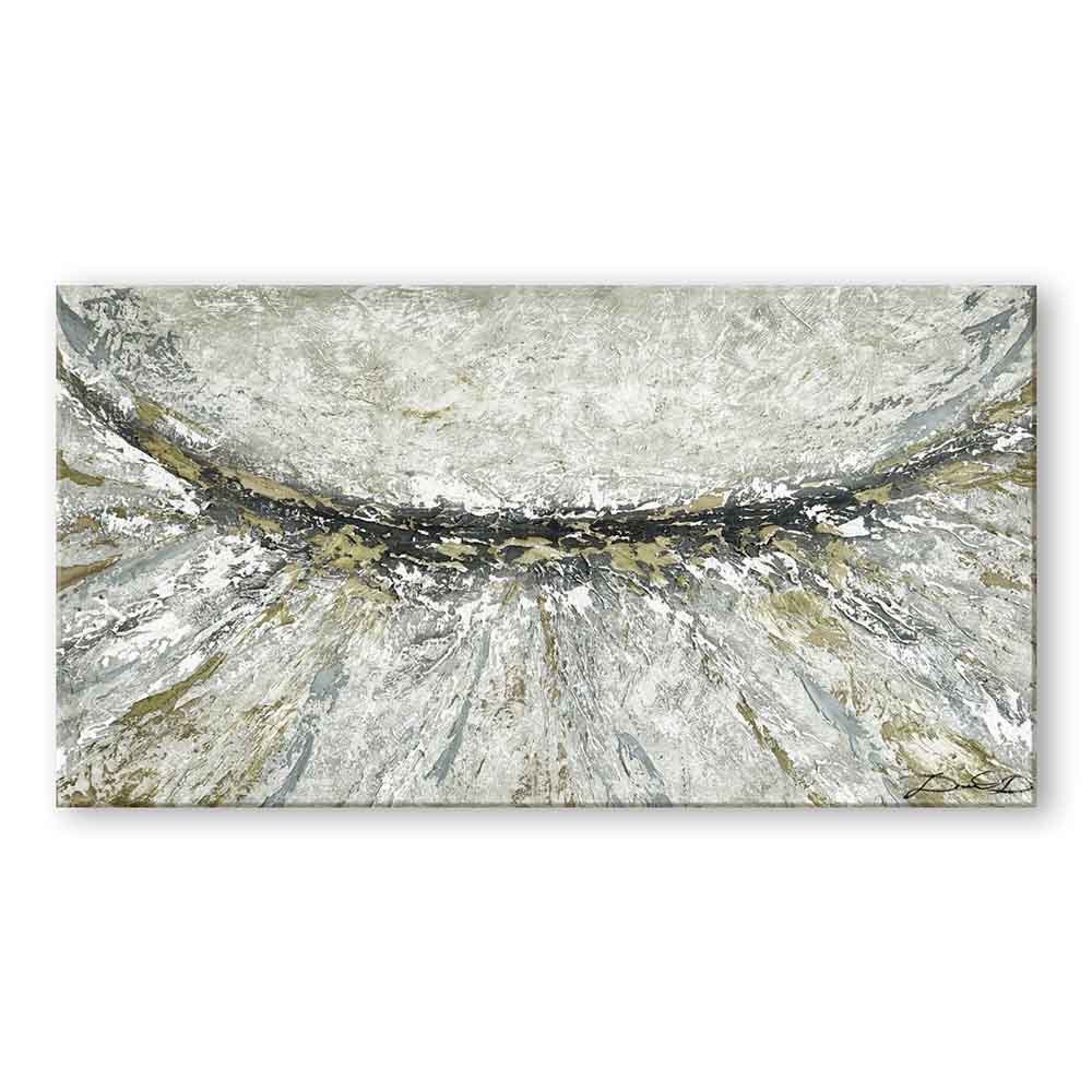 Quadro dipinto a mano con effetti materici tridimensionali, sfumature di grigio intense e movimenti dinamici per un tocco contemporaneo.