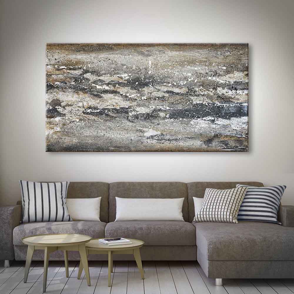 Quadro dipinto a mano con texture tridimensionale, contrasti armoniosi e dettagli sfumati, perfetto per arricchire l’atmosfera del soggiorno.