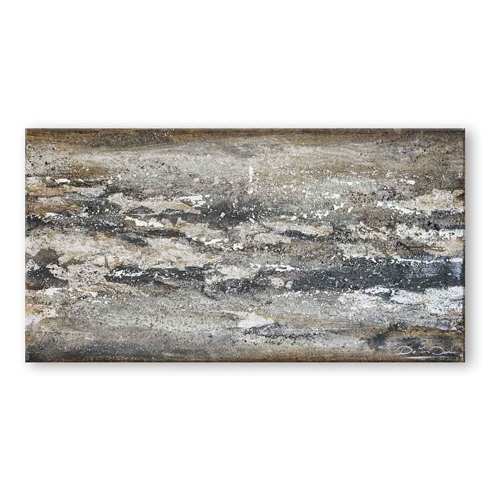 Quadro dipinto a mano con effetto astratto materico, sovrapposizioni cromatiche equilibrate e dettagli sfumati per un look sofisticato.