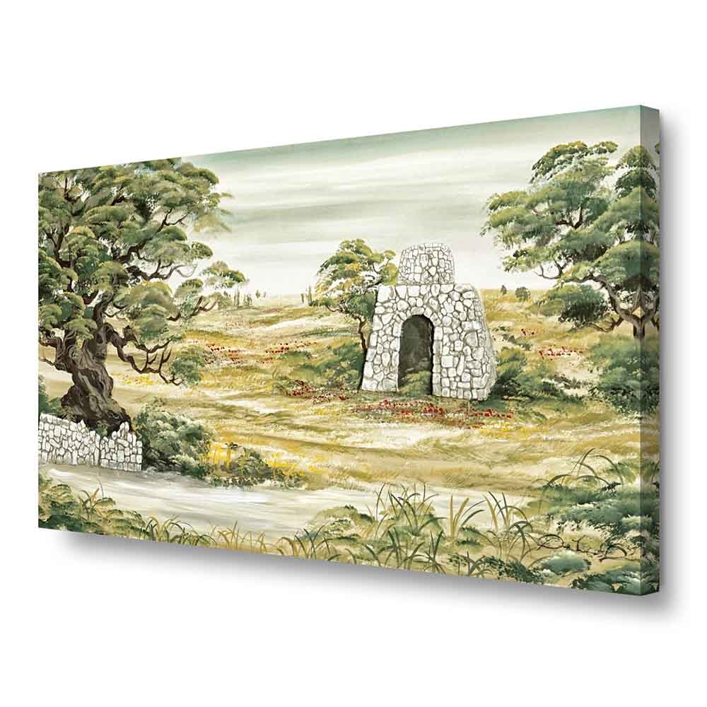 Quadro dipinto a mano con paesaggio salentino, colori caldi e profondità prospettica valorizzata dalla vista laterale.