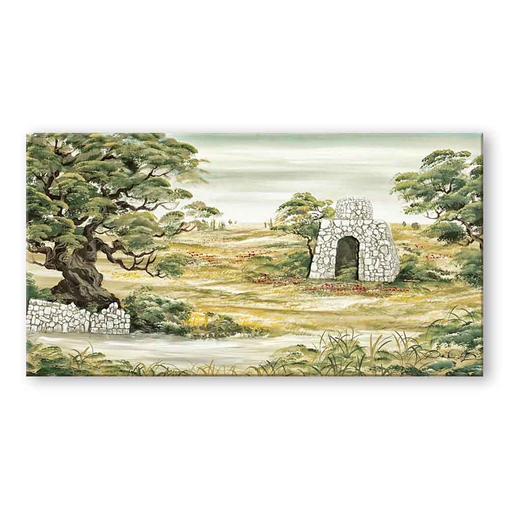 Quadro dipinto a mano con paesaggio salentino, campi dorati e cielo limpido catturano la quiete della campagna mediterranea.