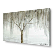 Quadro dipinto a mano con un suggestivo effetto pioggia, visione laterale che esalta la profondità delle pennellate.